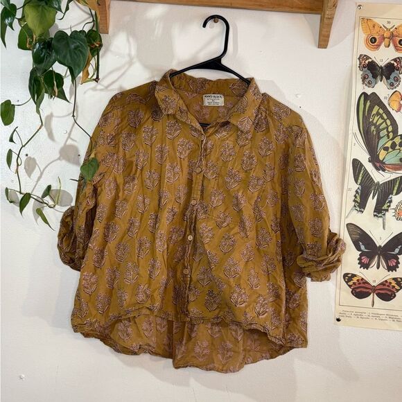 Tree of Life Tops - Tree of Life Mustard Button Down Shirt